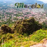 Vista del pueblo mágico de Tepoztlán, Morelos y sus montañas