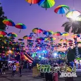 Zocalo de Tlaltizapán, Morelos adornado para el primer encuentro de comparsas 2022