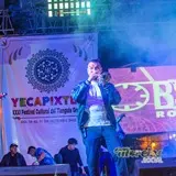 Trompetista del grupo B-side, el sabado de rock en Yecapixtla.