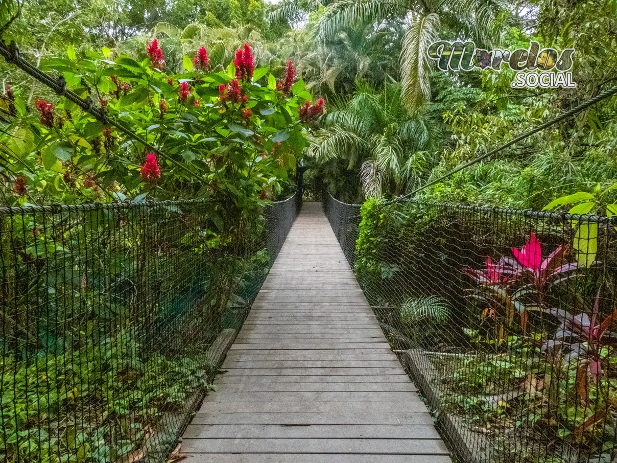 Puente colgante que se encuentra en la entrada del balneario Las Estacas