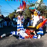 Chinelos en el carnaval de Jiutepec, Morelos 2023.