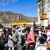 Comparsa infantil de chinelos en Tepoztlán.