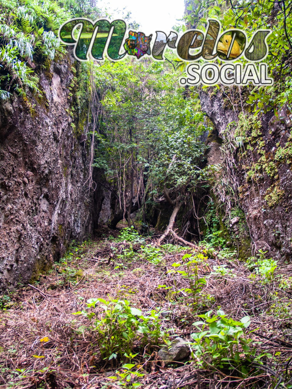 Barranca dentro del cerro de la luz en el pueblo mágico de Tepoztlán, Morelos